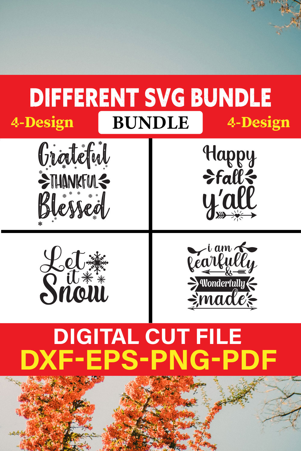 Different T-shirt Design Bundle Vol-1 pinterest preview image.