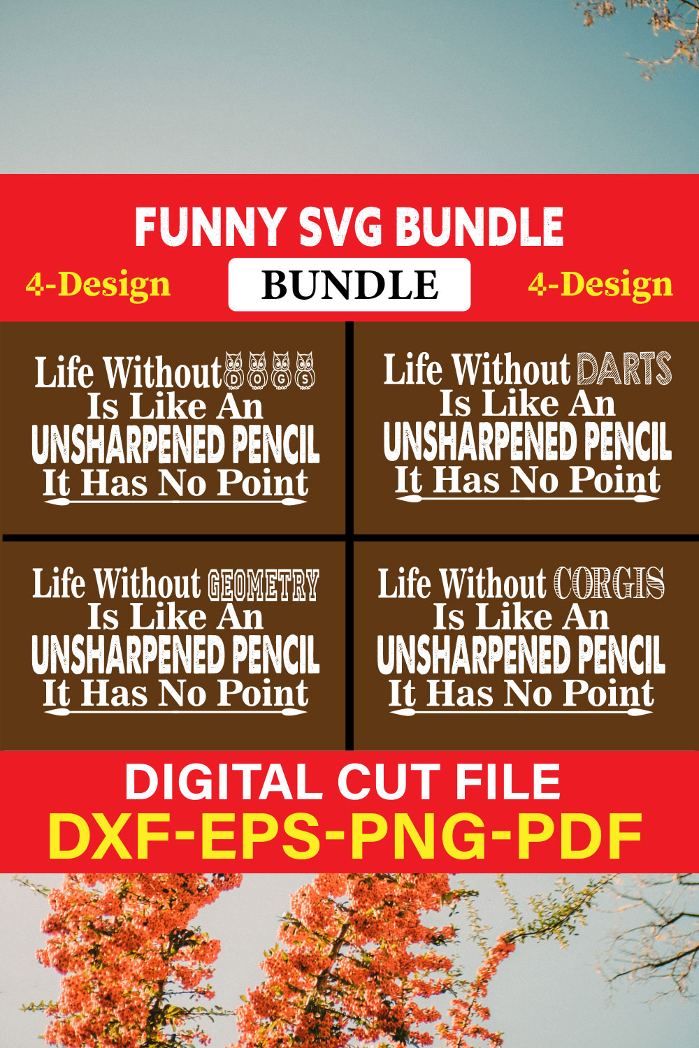 Funny SVG T-shirt Design Bundle Vol-16 pinterest preview image.