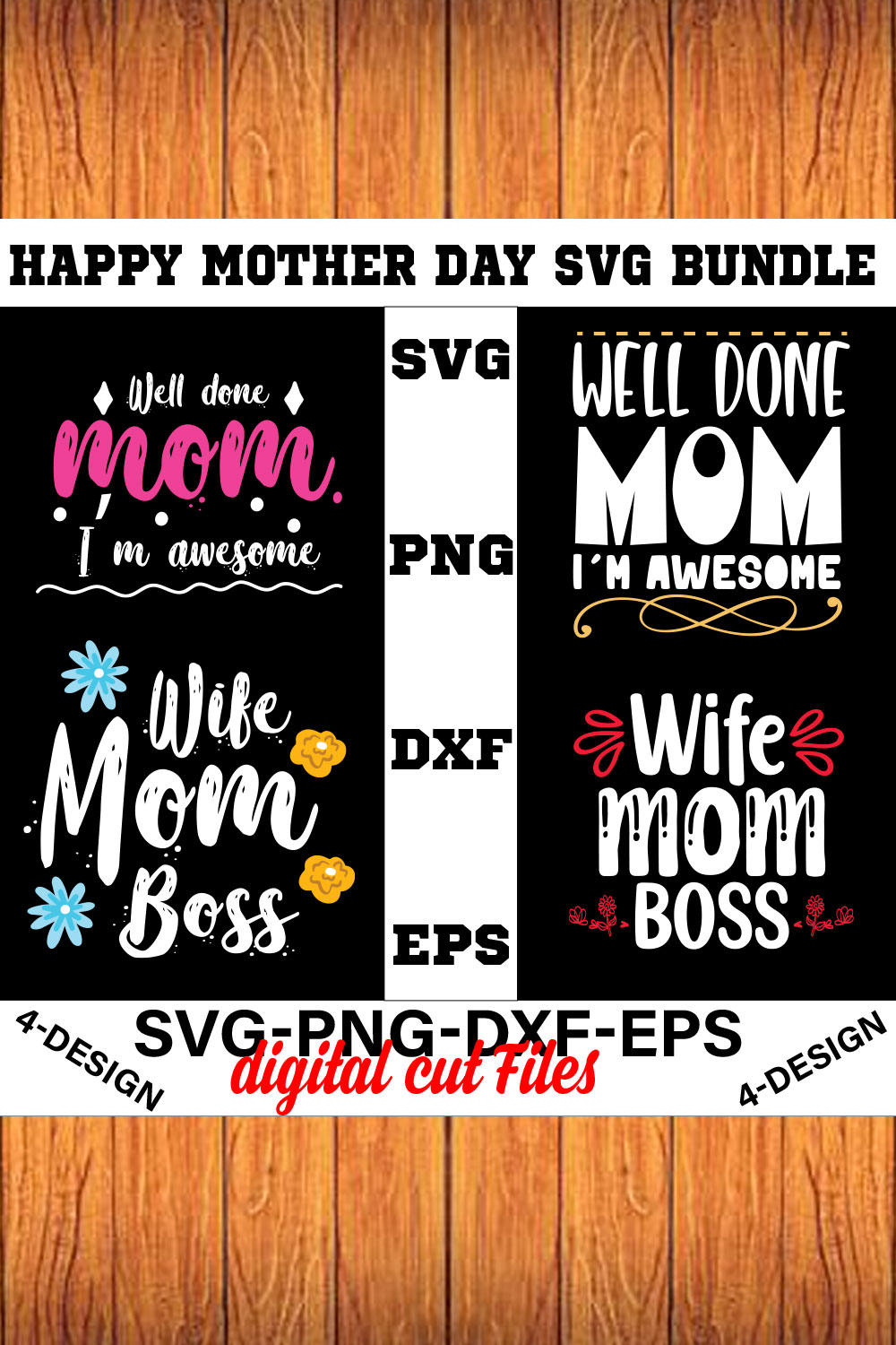 Happy mother day svg Bundle Vol-16 pinterest preview image.
