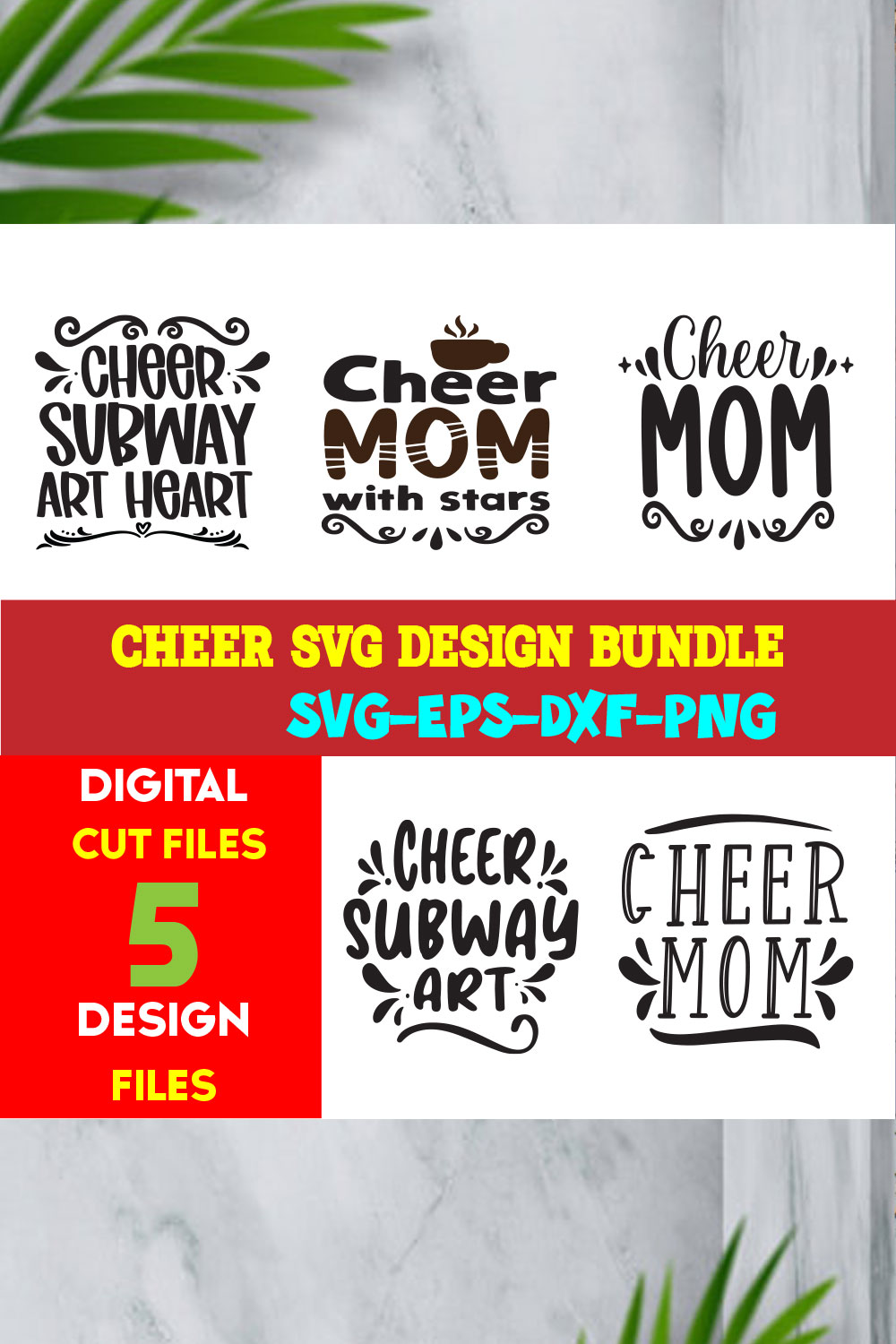 Cheer T-shirt Design Bundle Volume-02 pinterest preview image.