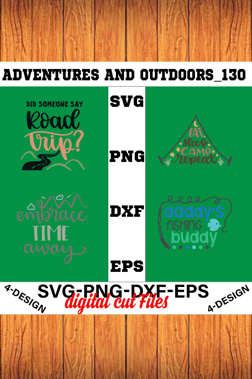 Adventures And Outdoors T-shirt Design Bundle Volume-08 pinterest preview image.