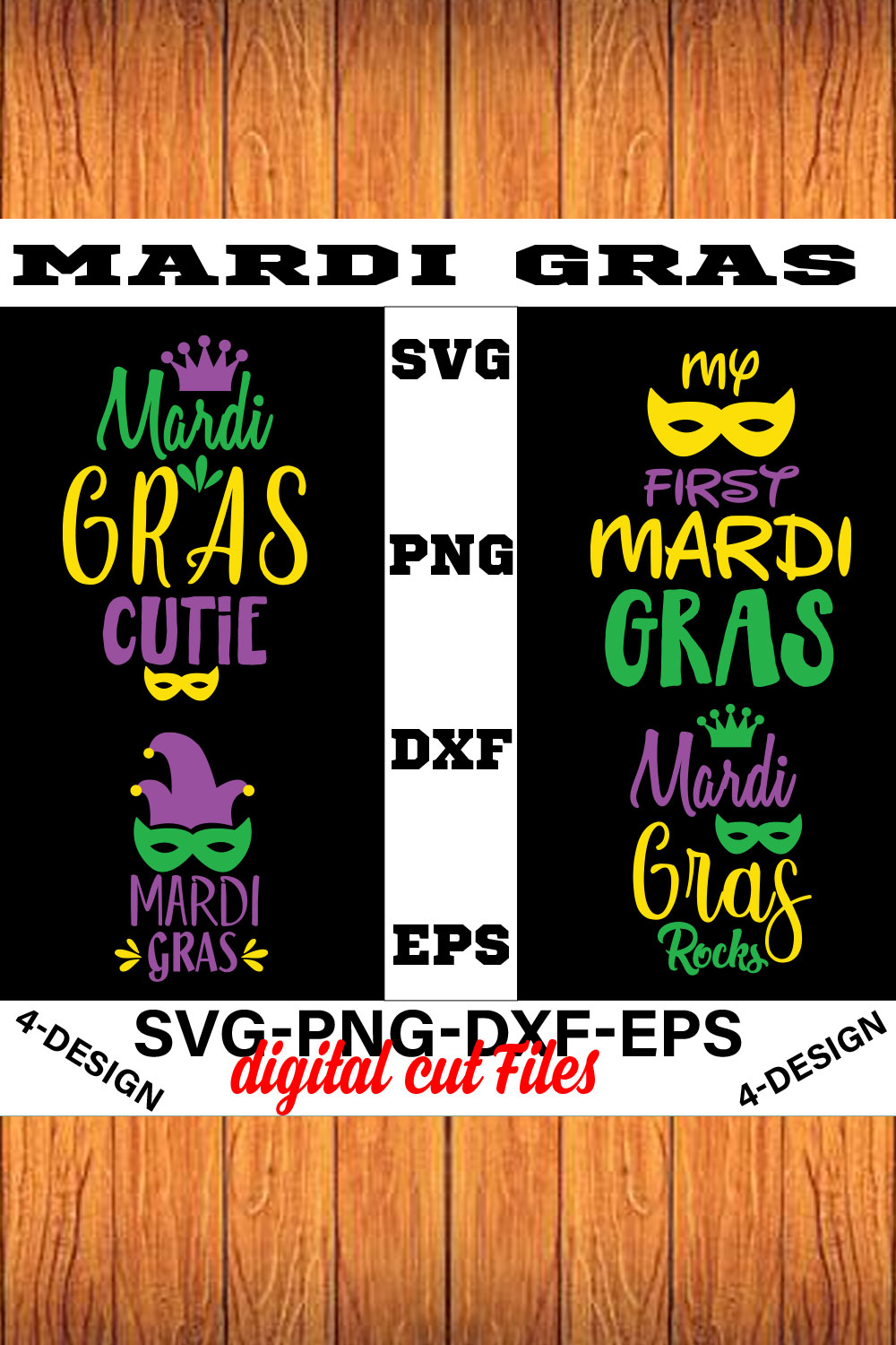 Mardi Gras SVG T-shirt Design Bundle Volume-02 pinterest preview image.