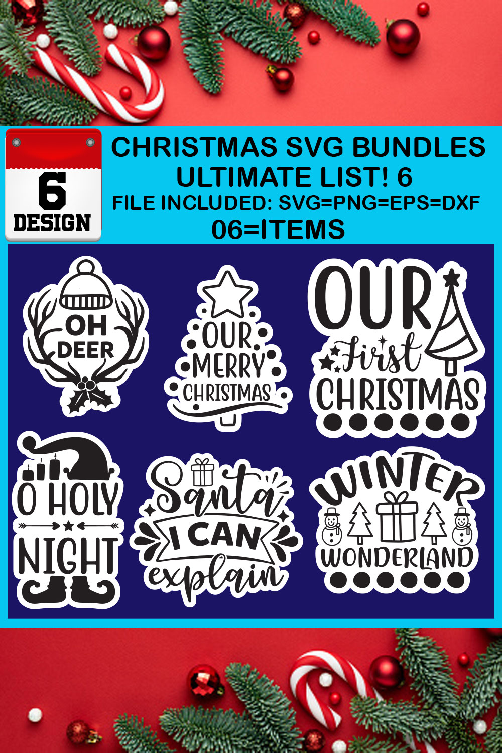 Ultimate List! 6 Christmas SVG Free Bundles pinterest preview image.