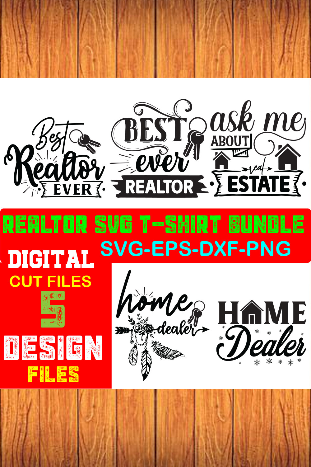 Realtor Svg T-shirt Bundle Volume-01 pinterest preview image.