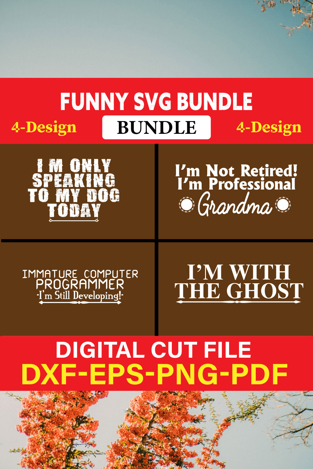 Funny SVG T-shirt Design Bundle Vol-43 pinterest preview image.