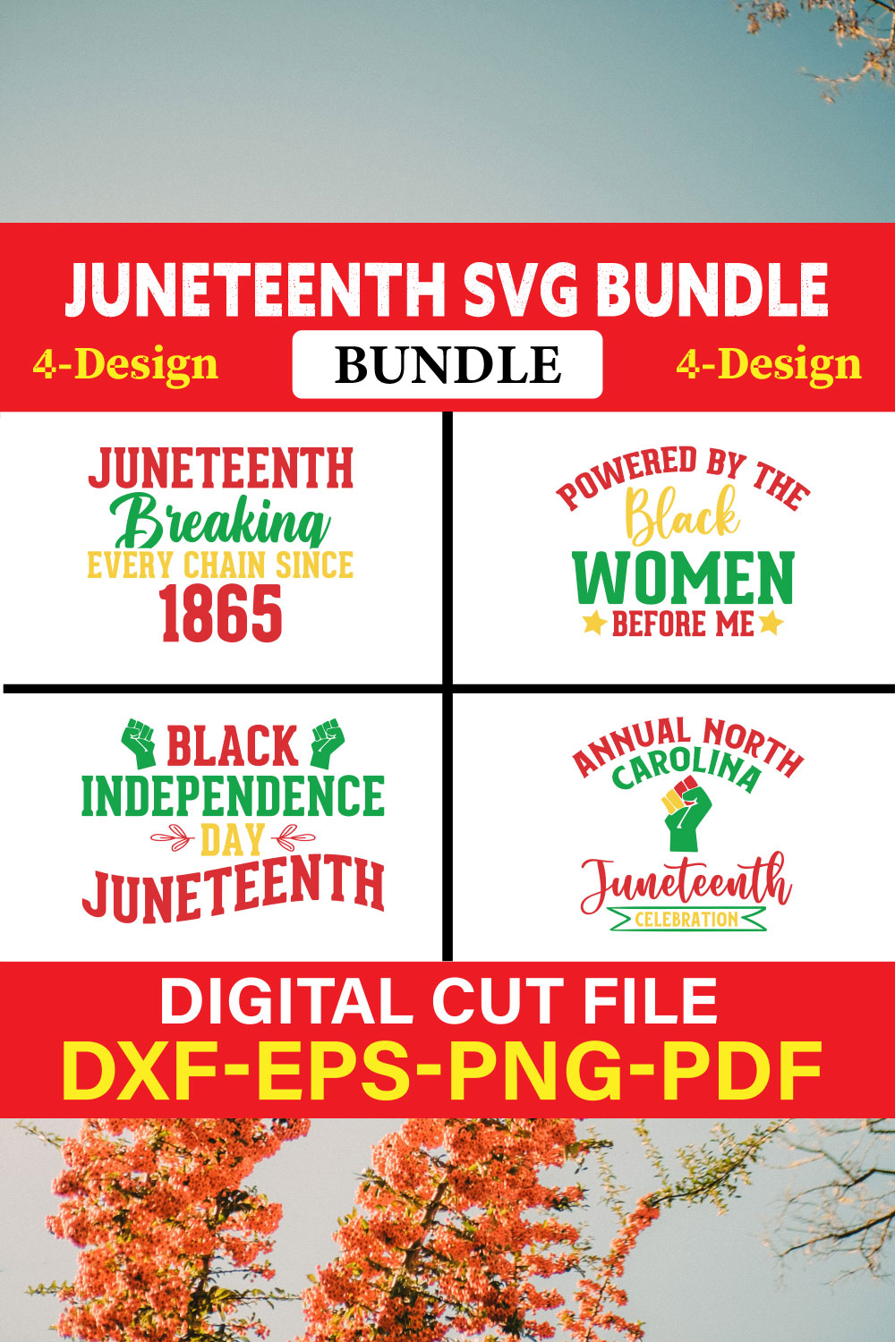 Juneteenth T-shirt Design Bundle Vol-1 pinterest preview image.