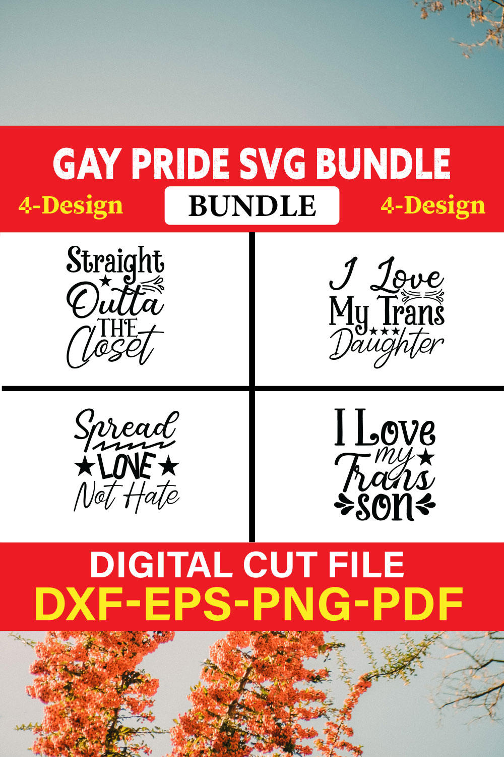 Gay Pride T-shirt Design Bundle Vol-1 pinterest preview image.