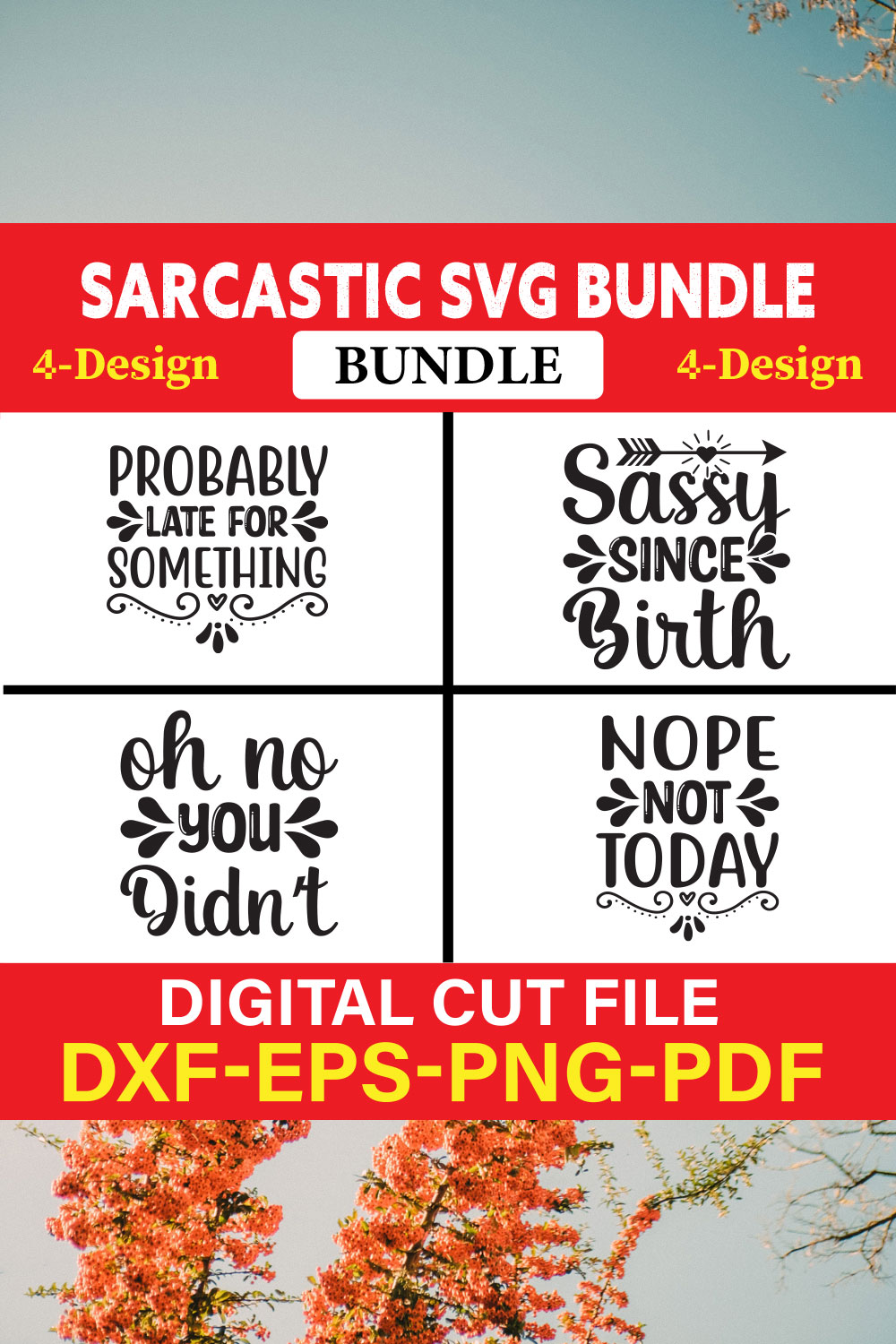 Sarcastic T-shirt Design Bundle Vol-7 pinterest preview image.