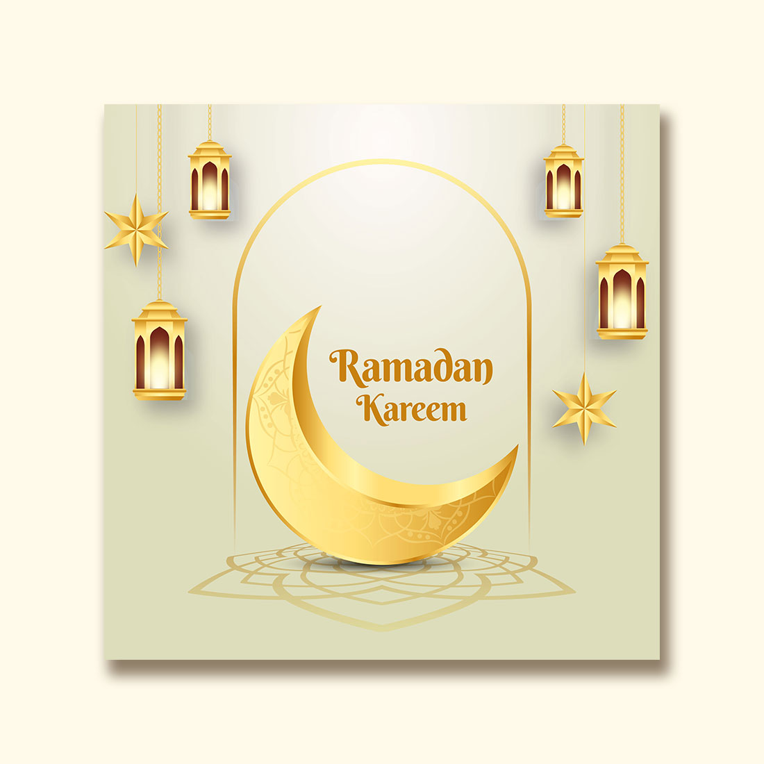 Islamic Holy Month of Ramadan Mubarak vector design with Ramadan moon and Islamic background preview image.