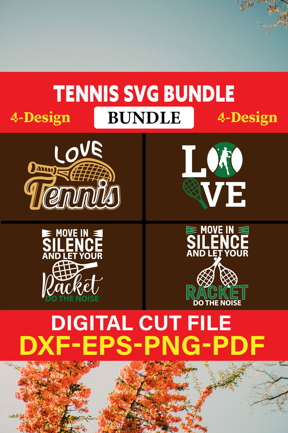 Tennis T-shirt Design Bundle Vol-3 pinterest preview image.