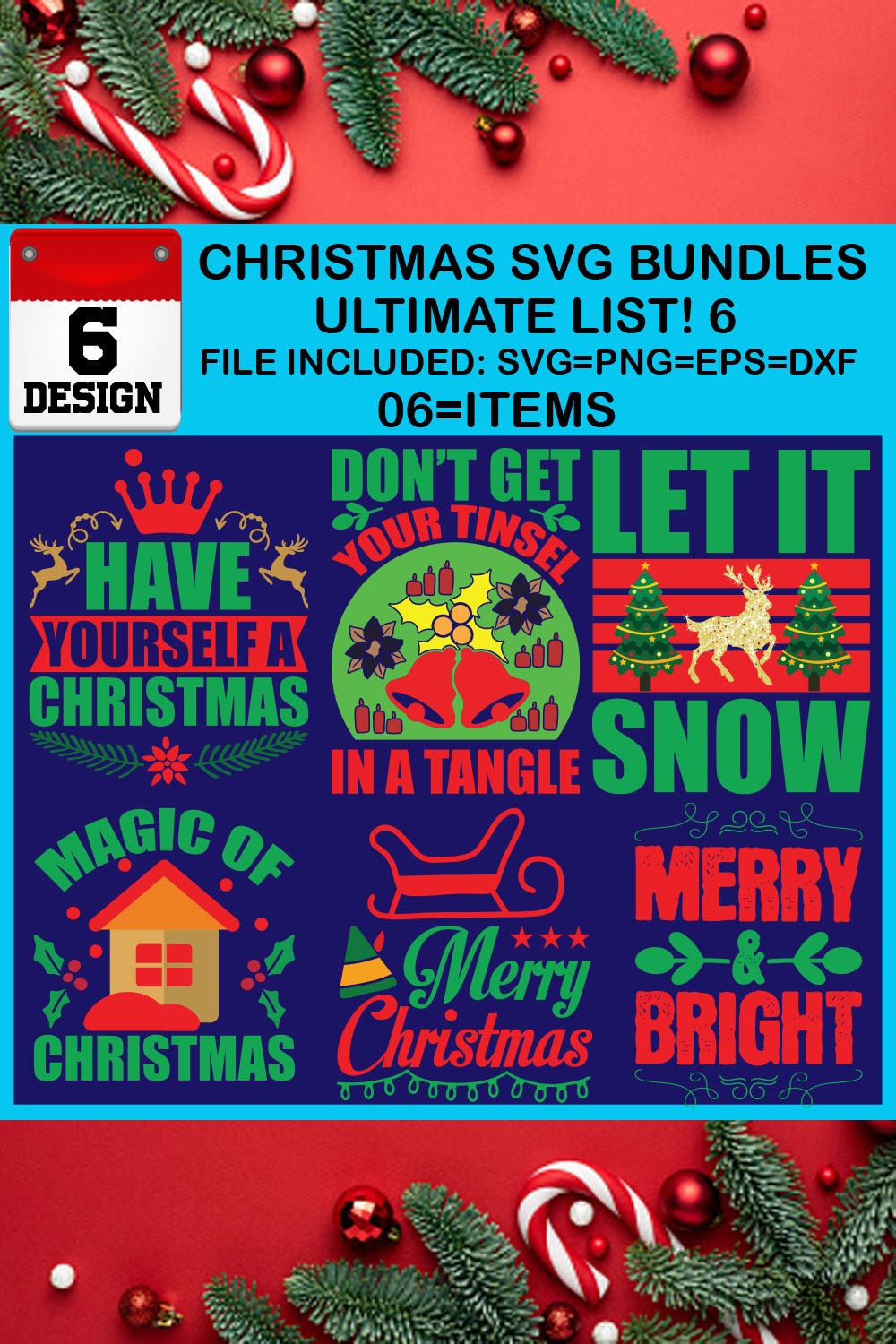 Ultimate List! 6 Christmas SVG Free Bundles pinterest preview image.