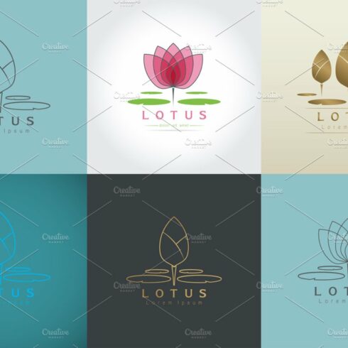 Set of Isolated abstract Lotus Logo cover image.