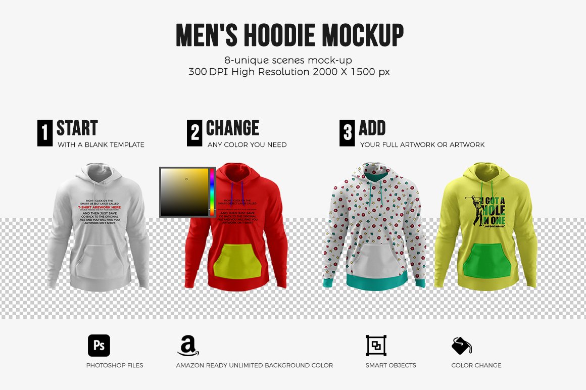 Men's Hoodie Mockups preview image.
