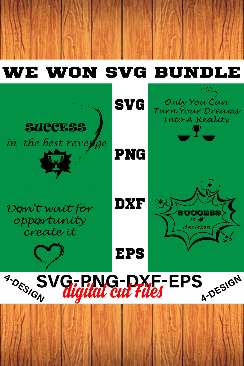 We Won SVG T-shirt Design Bundle Volume-07 pinterest preview image.