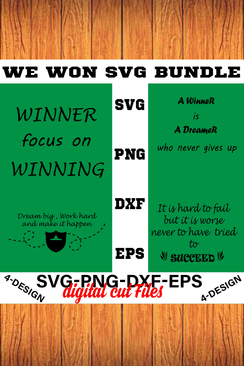 We Won SVG T-shirt Design Bundle Volume-01 pinterest preview image.