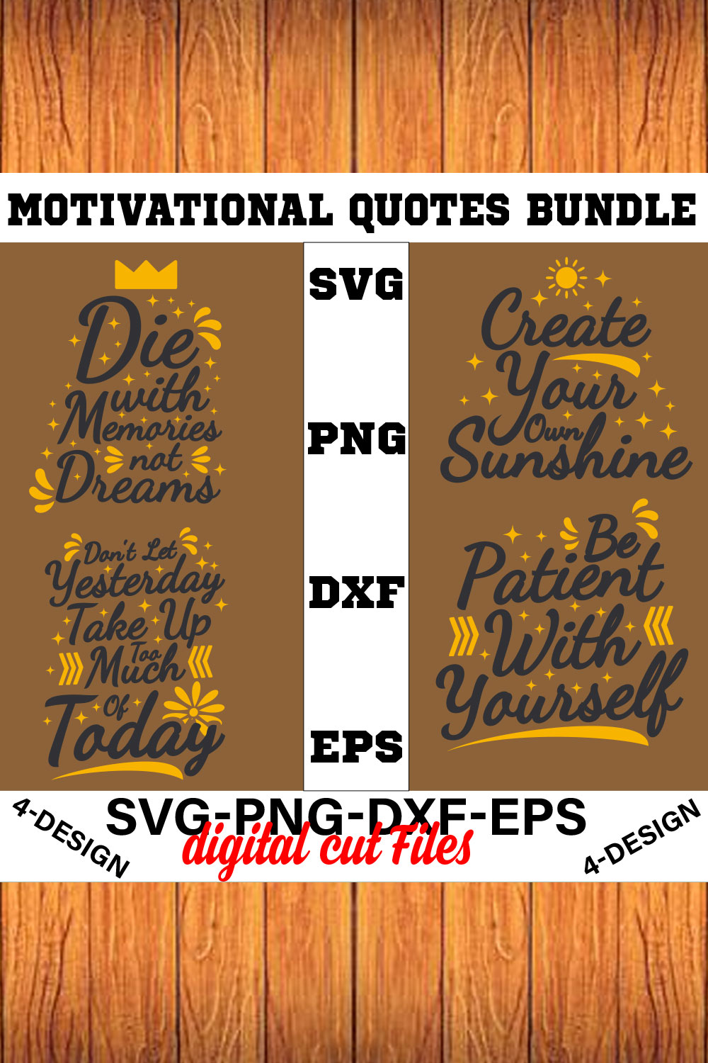 MOTIVATIONAL QUOTES SVG BUNDLE Vol-01 pinterest preview image.