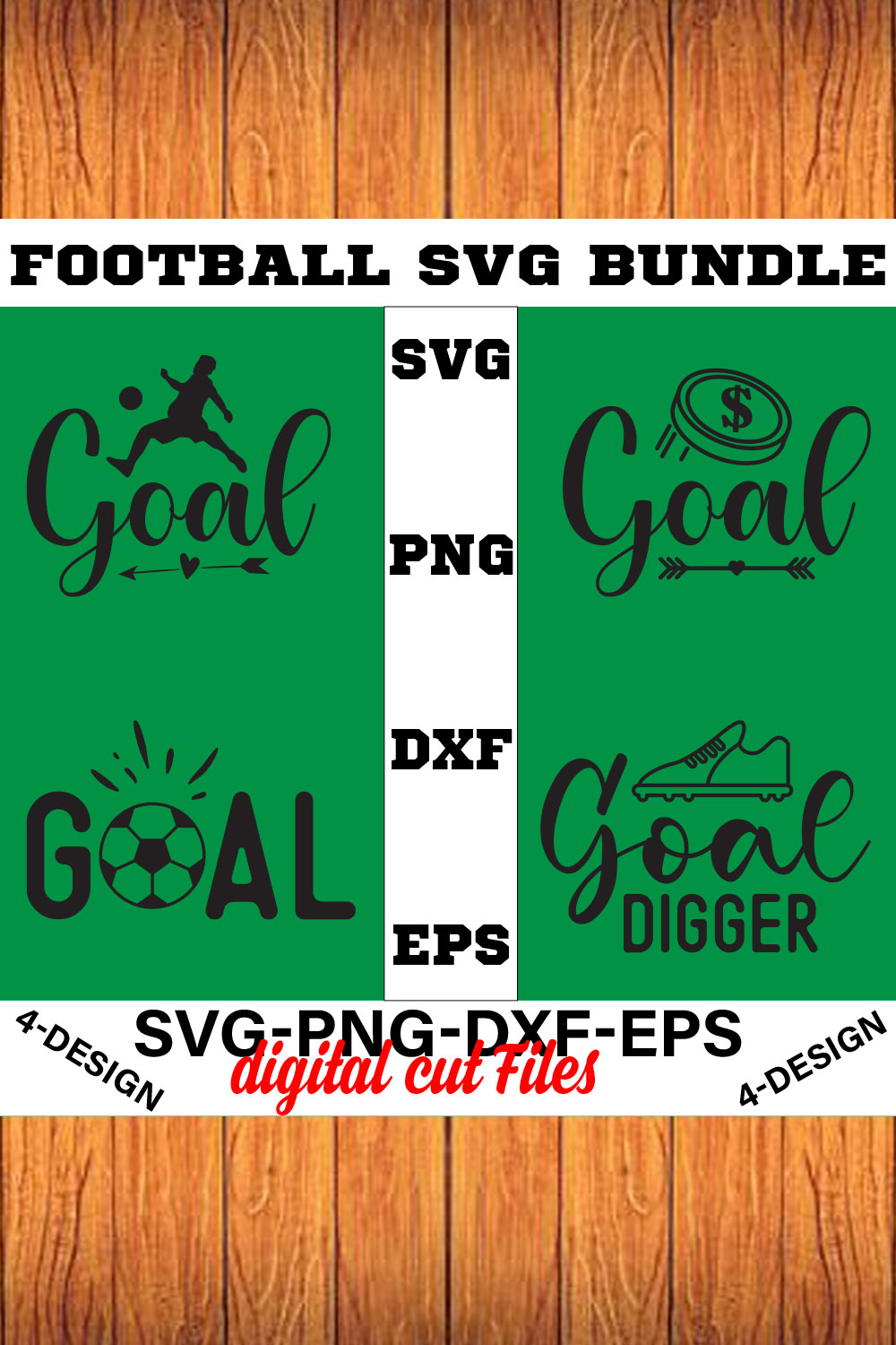 Football SVG T-shirt Design Bundle Volume-01 pinterest preview image.