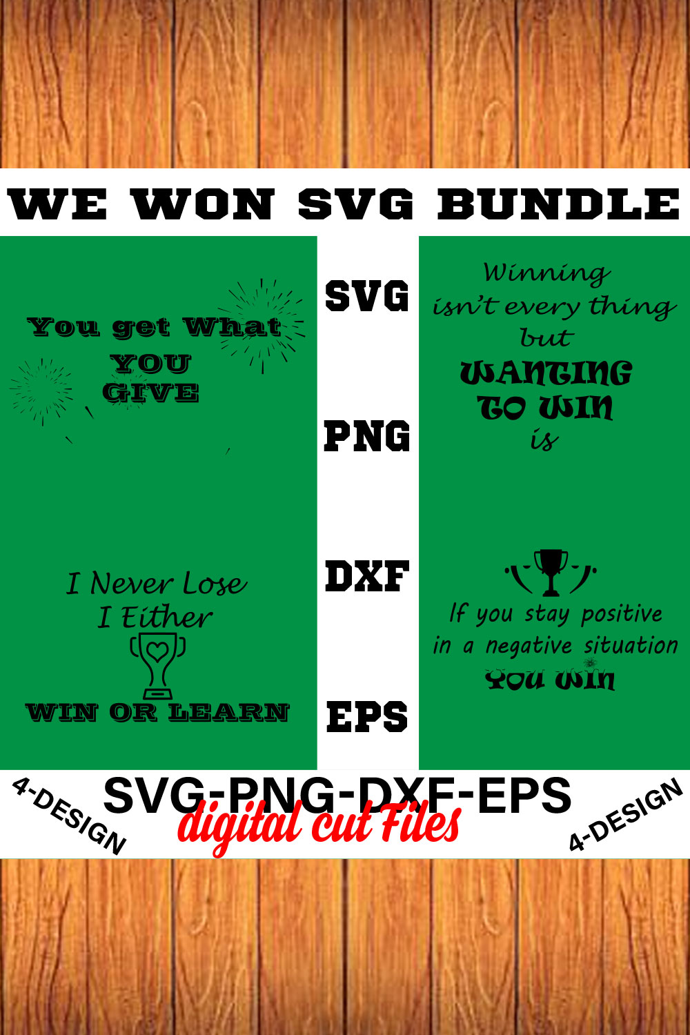 We Won SVG T-shirt Design Bundle Volume-02 pinterest preview image.