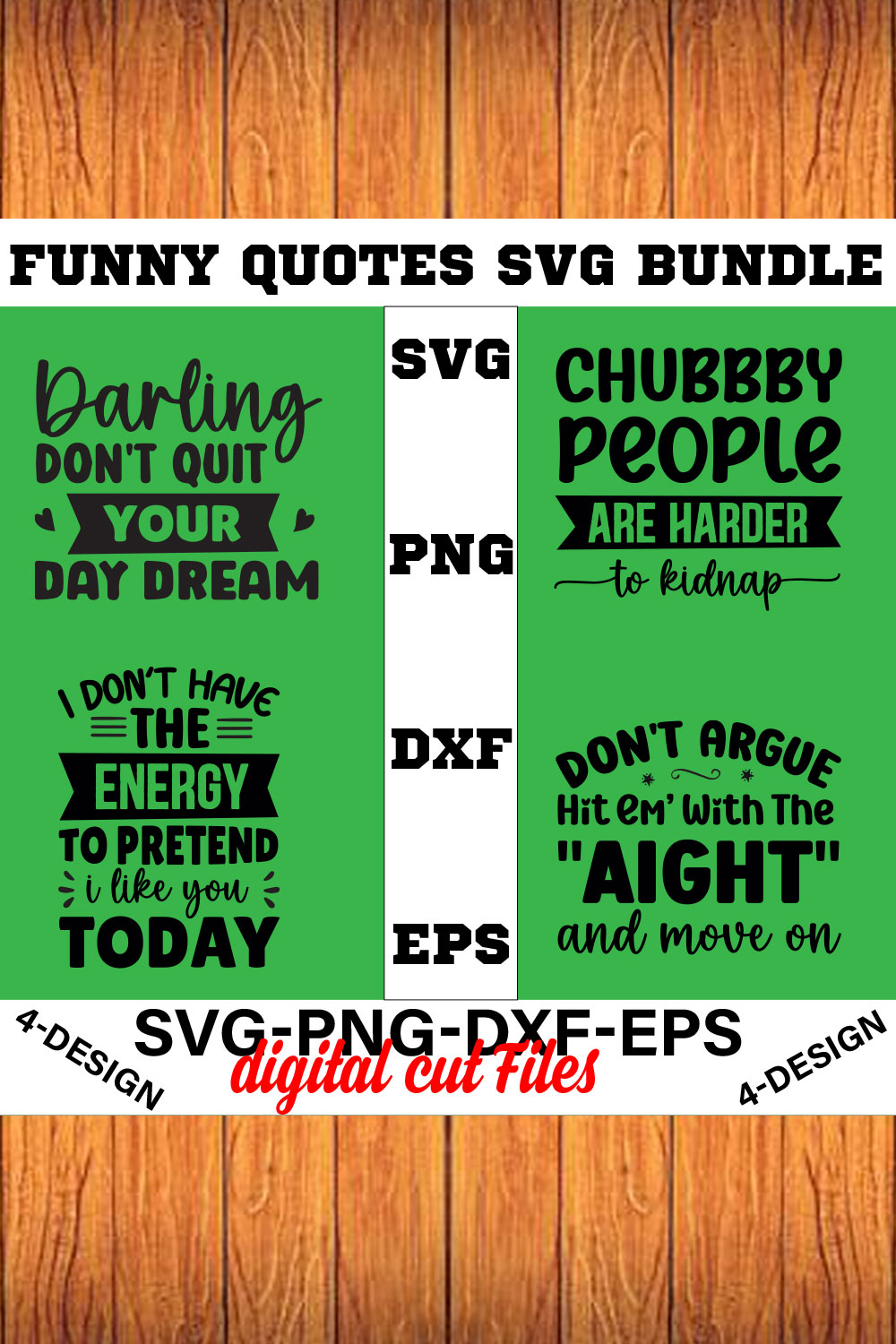 Funny Quotes SVG Bundle Vol-01 pinterest preview image.