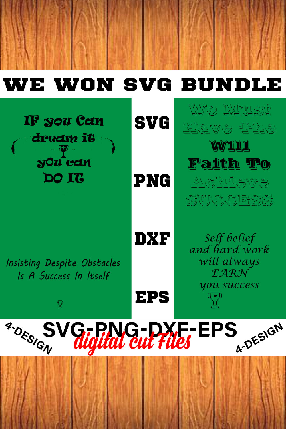 We Won SVG T-shirt Design Bundle Volume-05 pinterest preview image.
