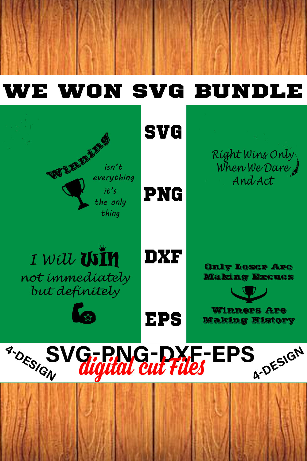 We Won SVG T-shirt Design Bundle Volume-04 pinterest preview image.