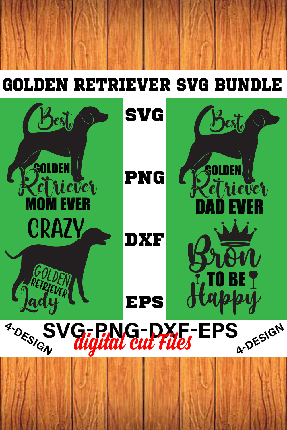 Golden Retriever SVG Bundle Vol-01 pinterest preview image.