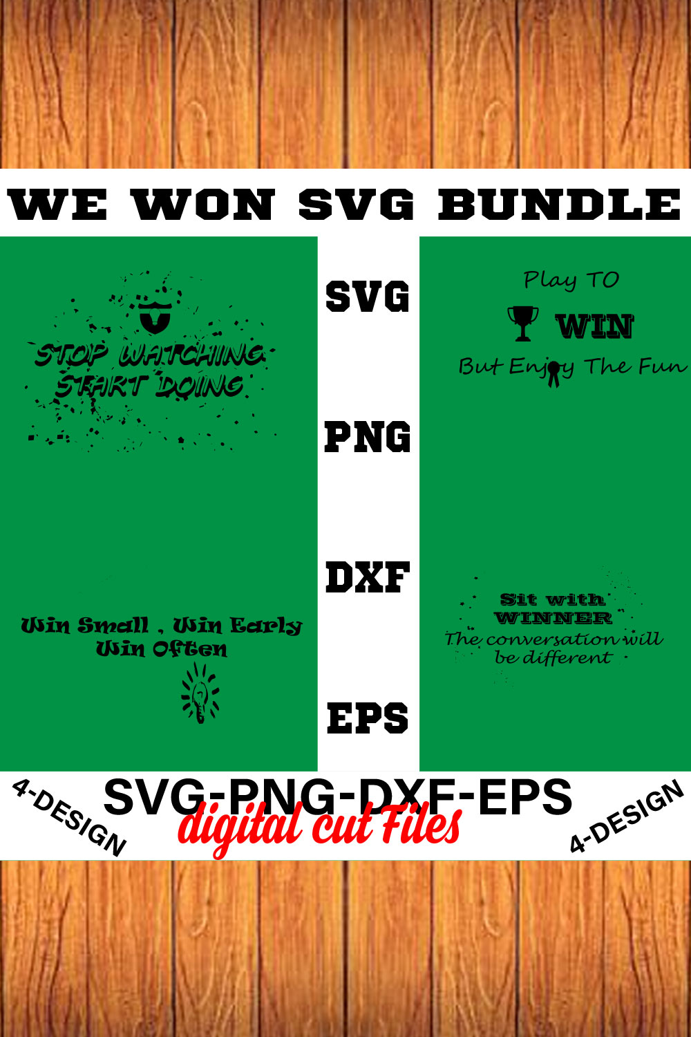 We Won SVG T-shirt Design Bundle Volume-03 pinterest preview image.