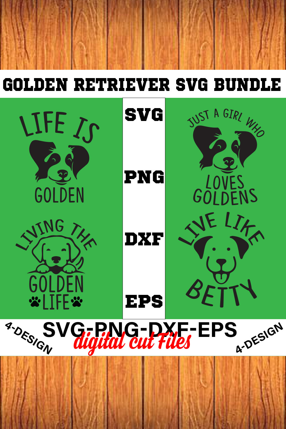 Golden Retriever SVG Bundle Vol-04 pinterest preview image.