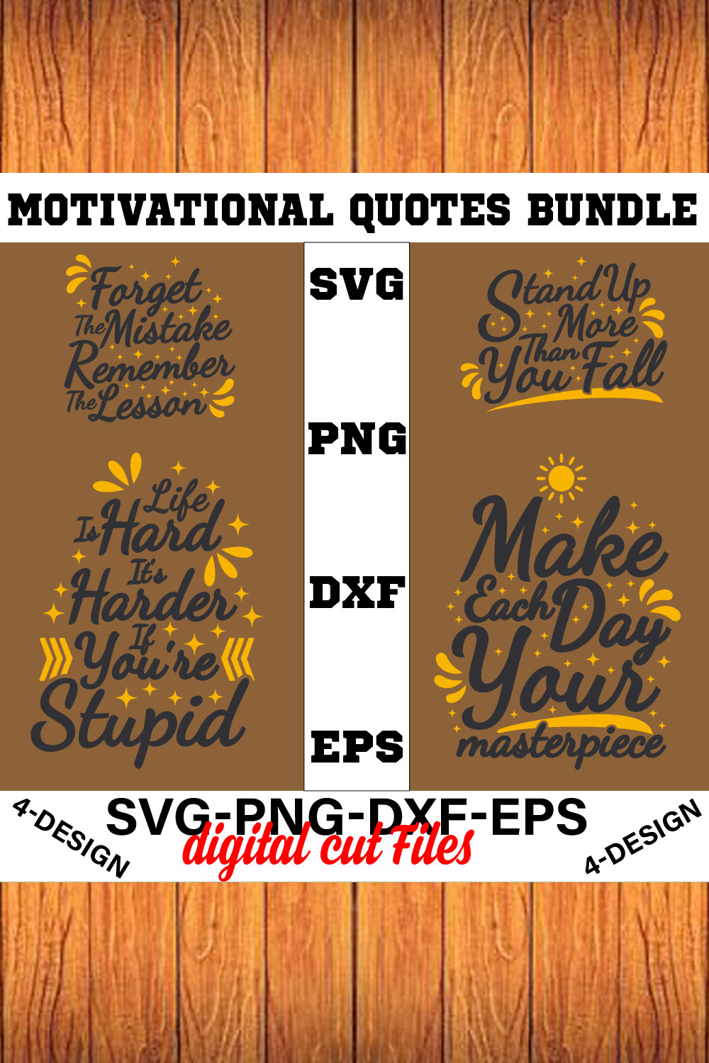 MOTIVATIONAL QUOTES SVG BUNDLE Vol-02 pinterest preview image.