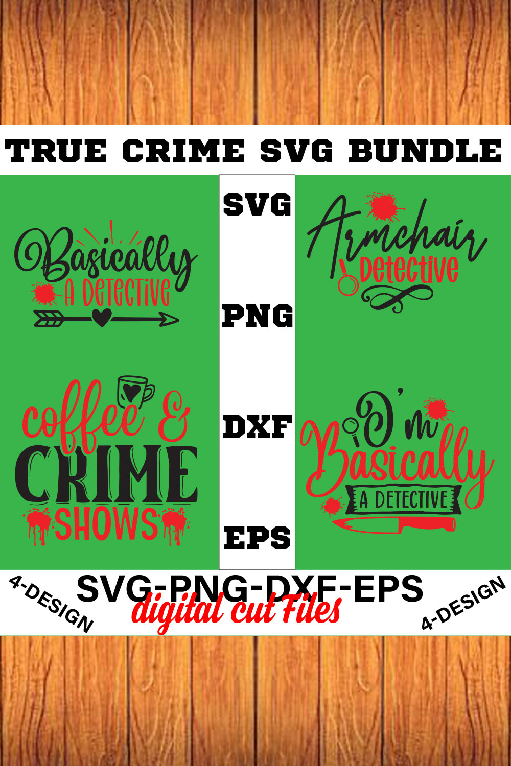 True Crime SVG Bundle Vol-01 pinterest preview image.