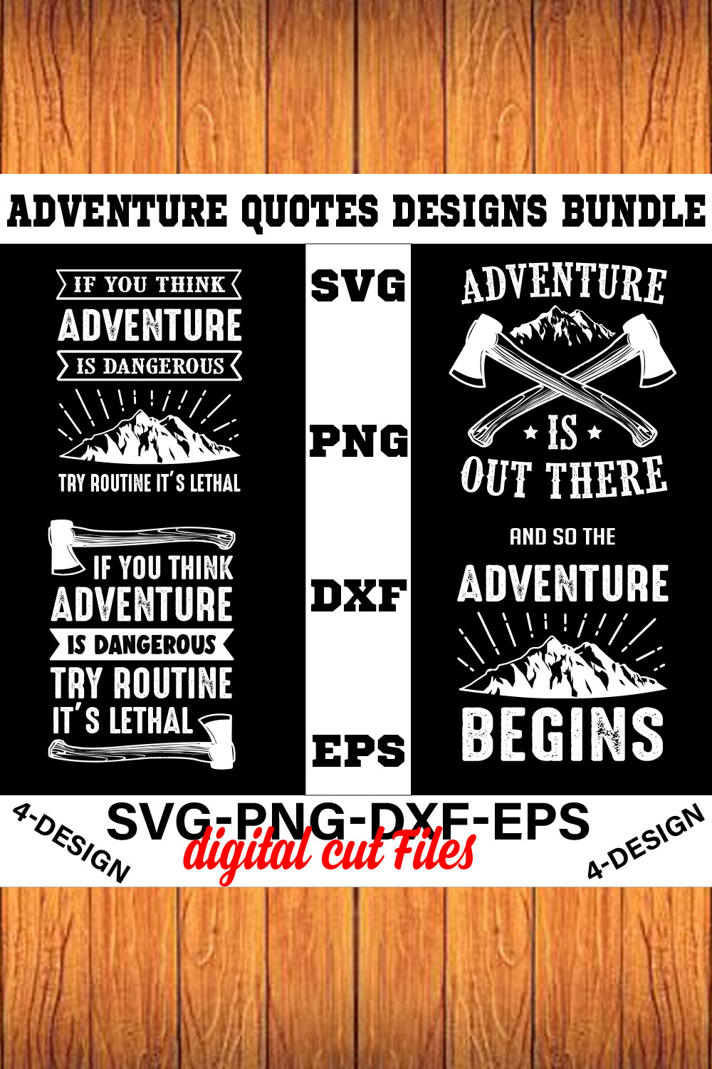 Adventures And Outdoors T-shirt Design Bundle Volume-35 pinterest preview image.