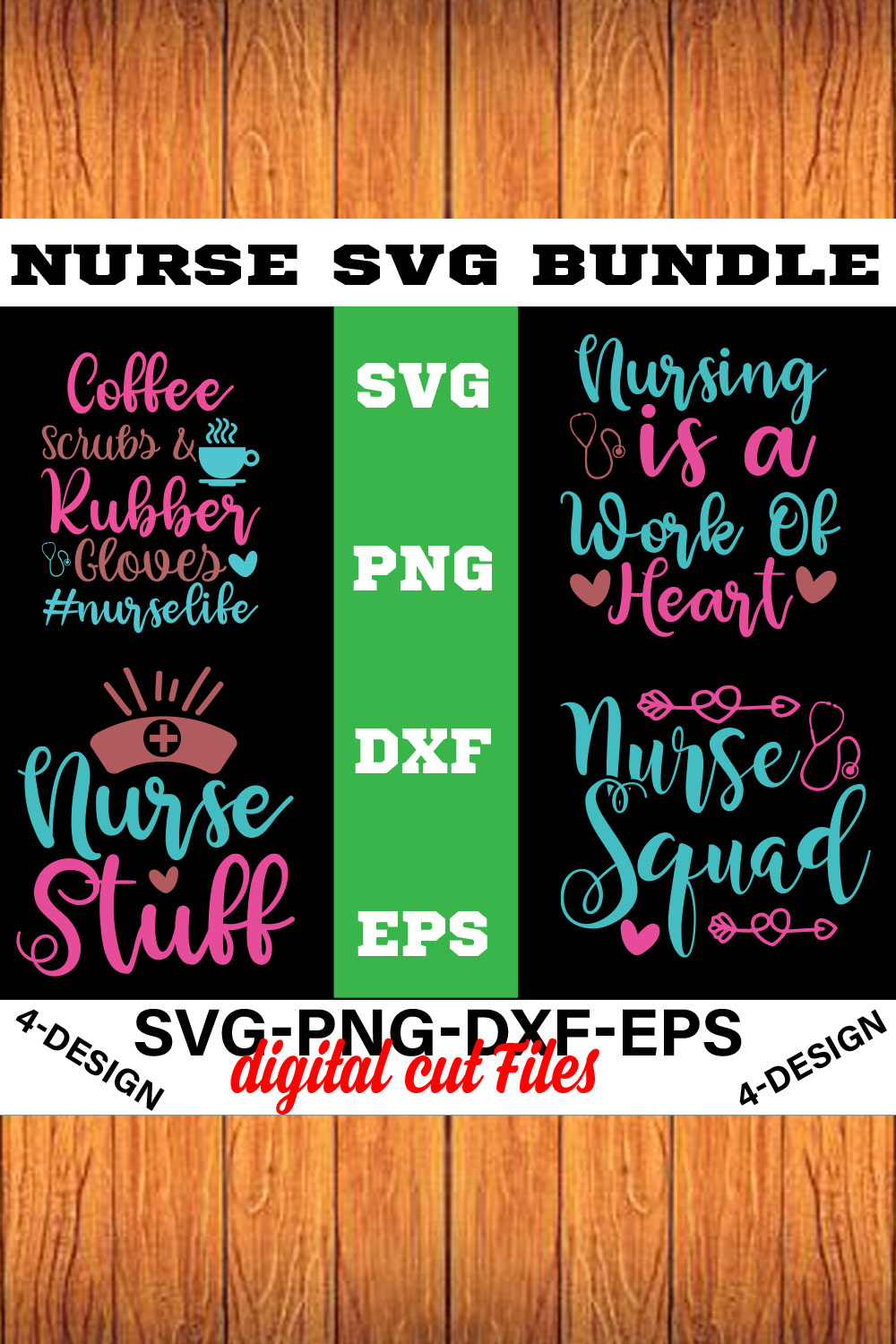 Mini Nurse SVG T-shirt Design Bundle Volume-03 pinterest preview image.