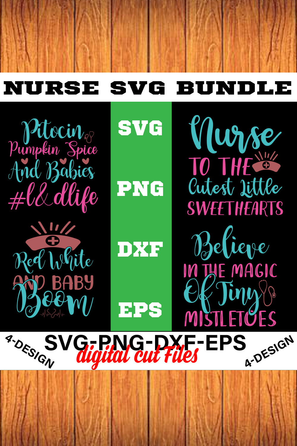 Mini Nurse SVG T-shirt Design Bundle Volume-07 pinterest preview image.