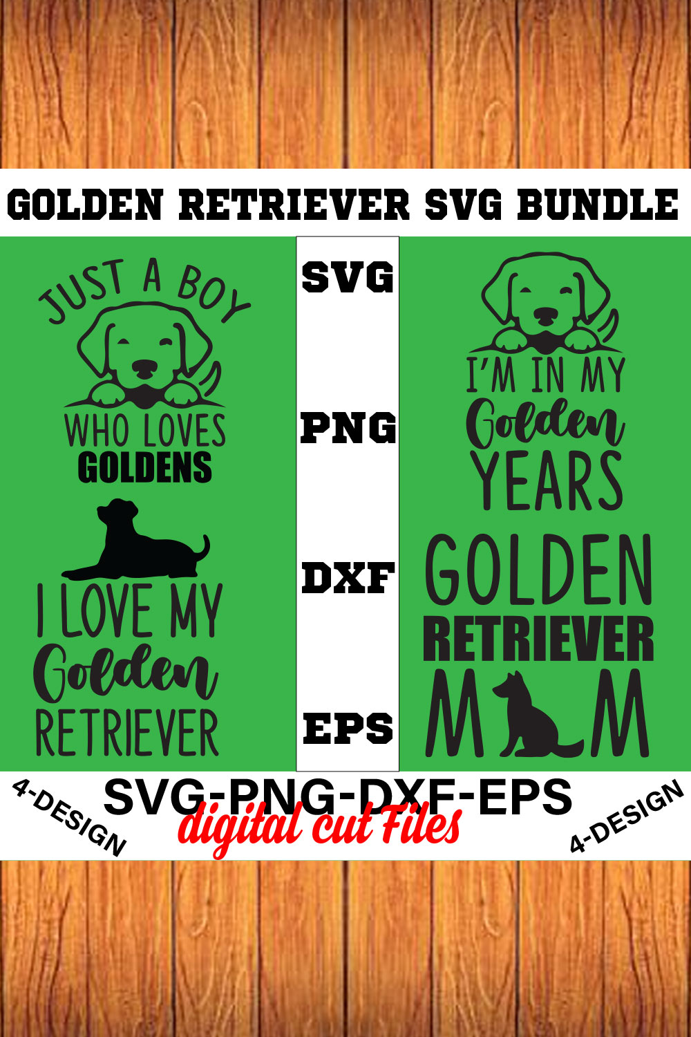 Golden Retriever SVG Bundle Vol-03 pinterest preview image.