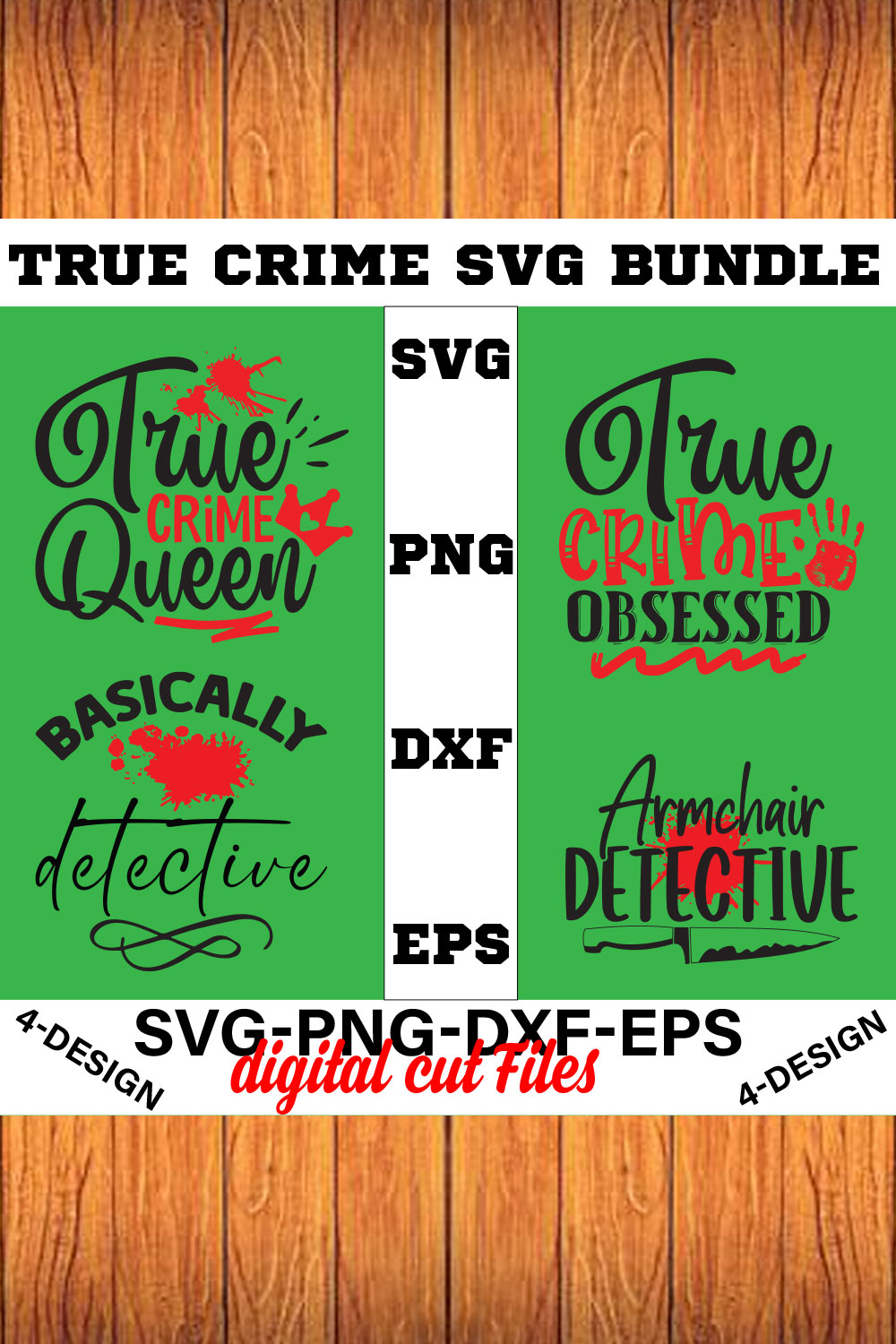 True Crime SVG Bundle Vol-03 pinterest preview image.