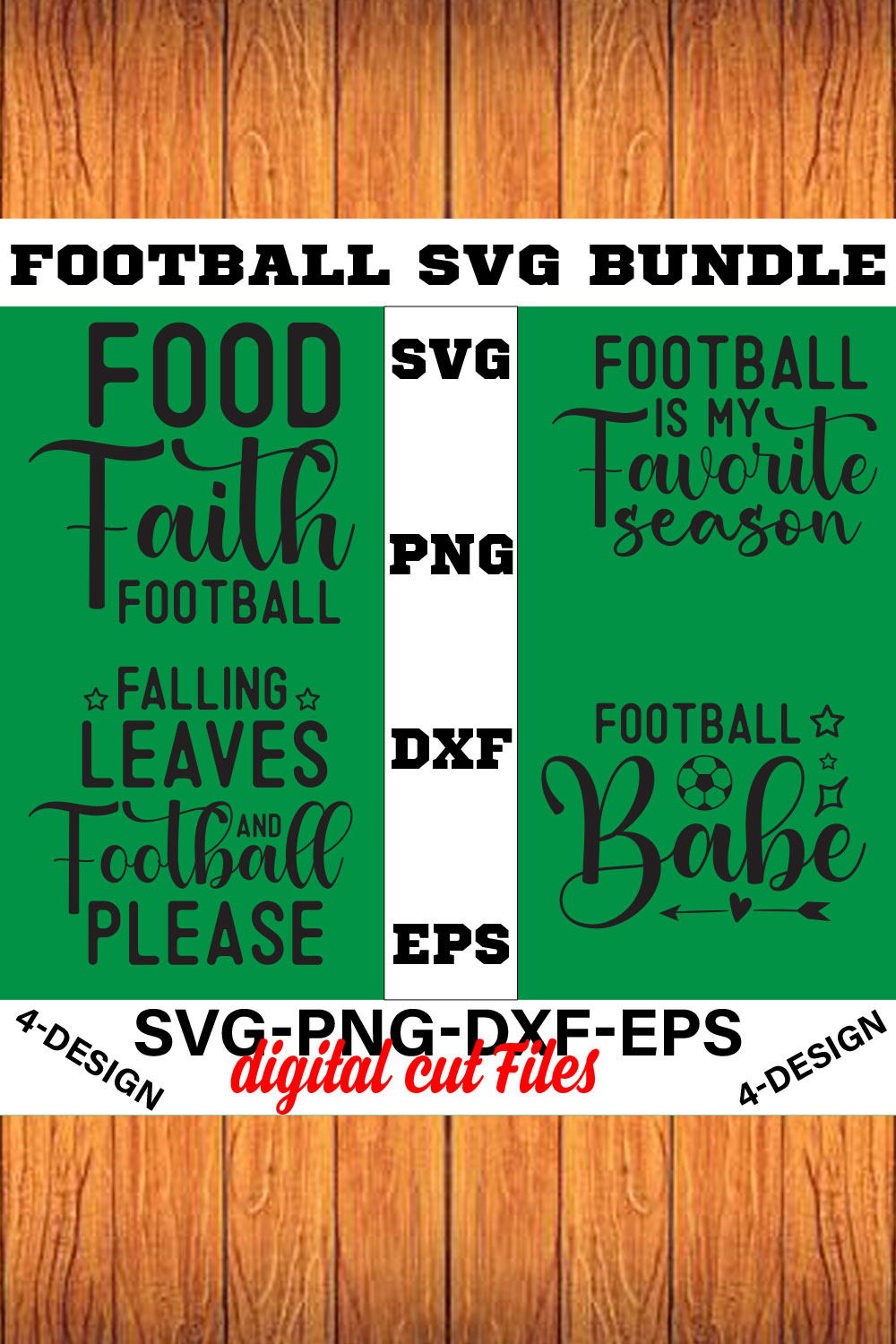 Football SVG T-shirt Design Bundle Volume-04 pinterest preview image.