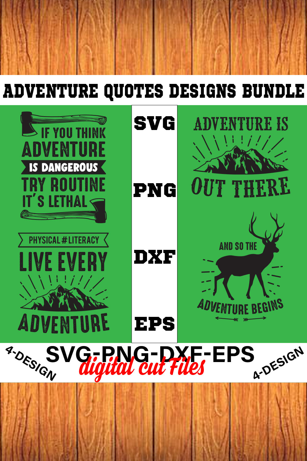 Adventures And Outdoors T-shirt Design Bundle Volume-37 pinterest preview image.