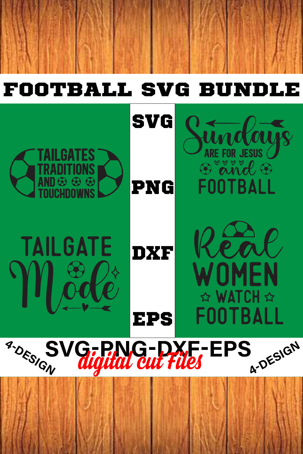 Football SVG T-shirt Design Bundle Volume-03 pinterest preview image.