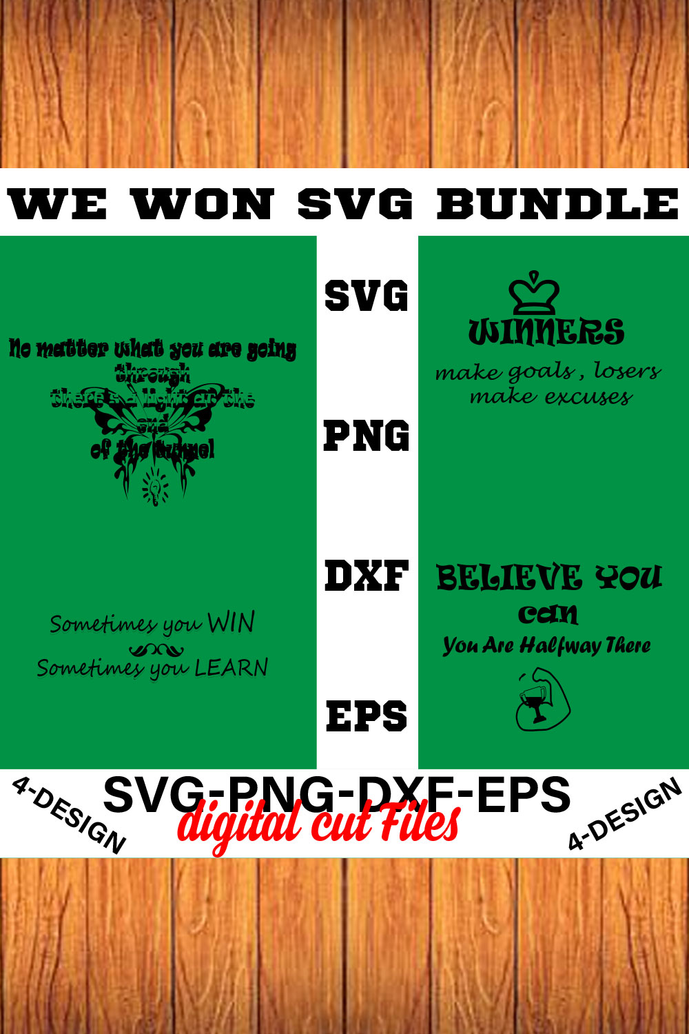 We Won SVG T-shirt Design Bundle Volume-06 pinterest preview image.