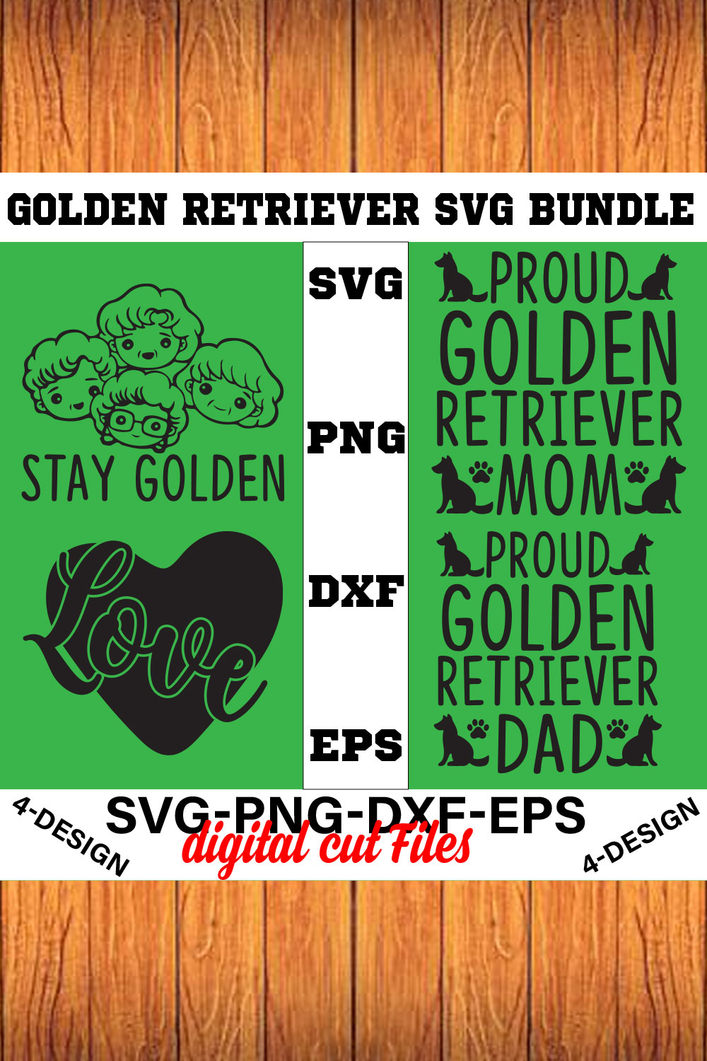 Golden Retriever SVG Bundle Vol-05 pinterest preview image.