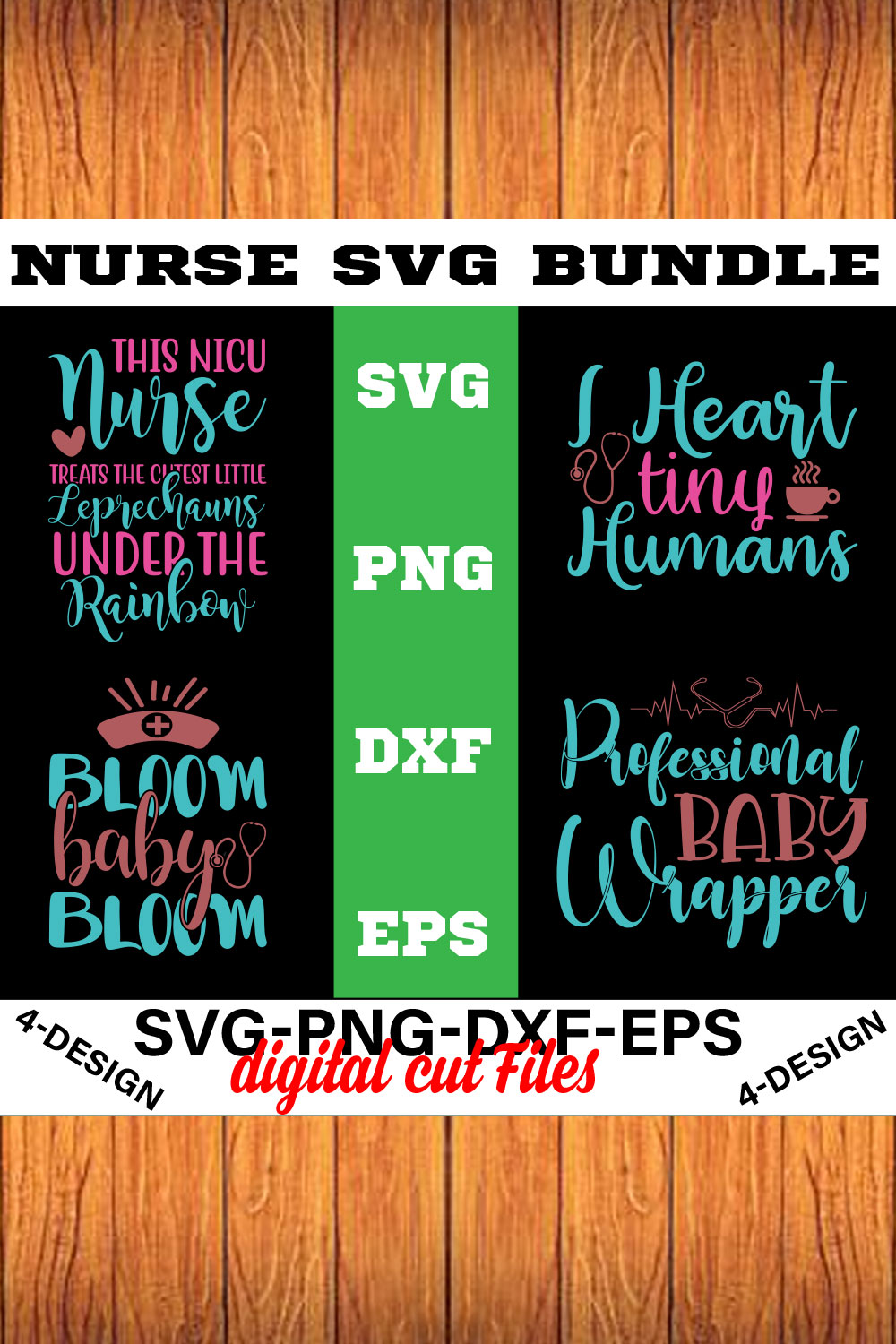 Mini Nurse SVG T-shirt Design Bundle Volume-06 pinterest preview image.