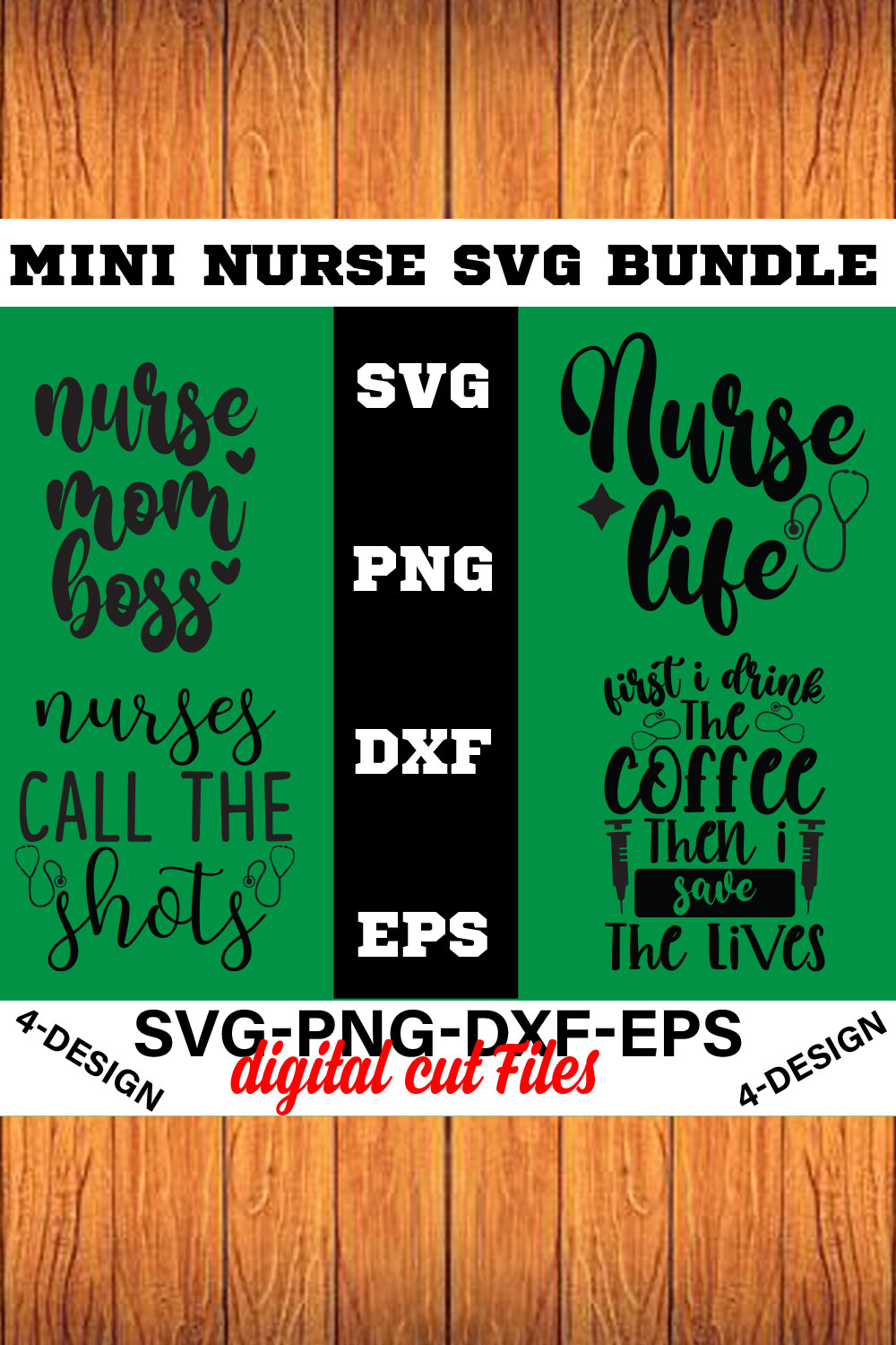 Mini Nurse SVG T-shirt Design Bundle Volume-02 pinterest preview image.