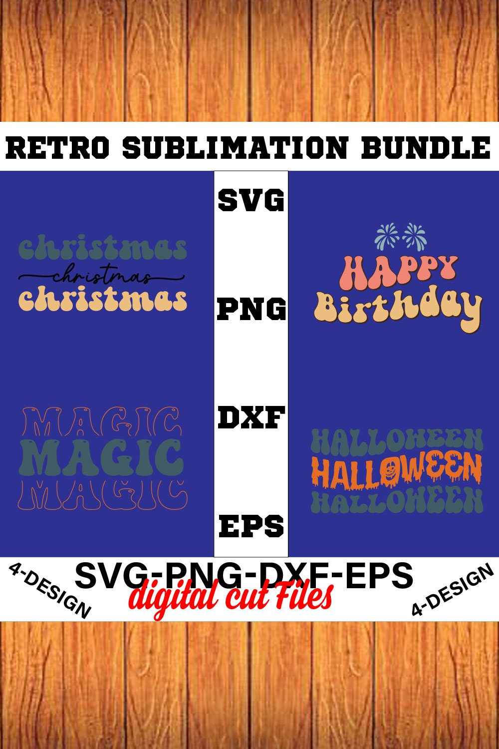 Retro Sublimation Bundle Vol-03 pinterest preview image.