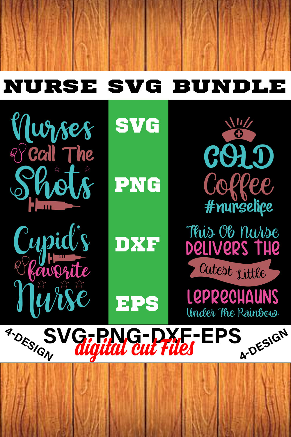 Mini Nurse SVG T-shirt Design Bundle Volume-05 pinterest preview image.