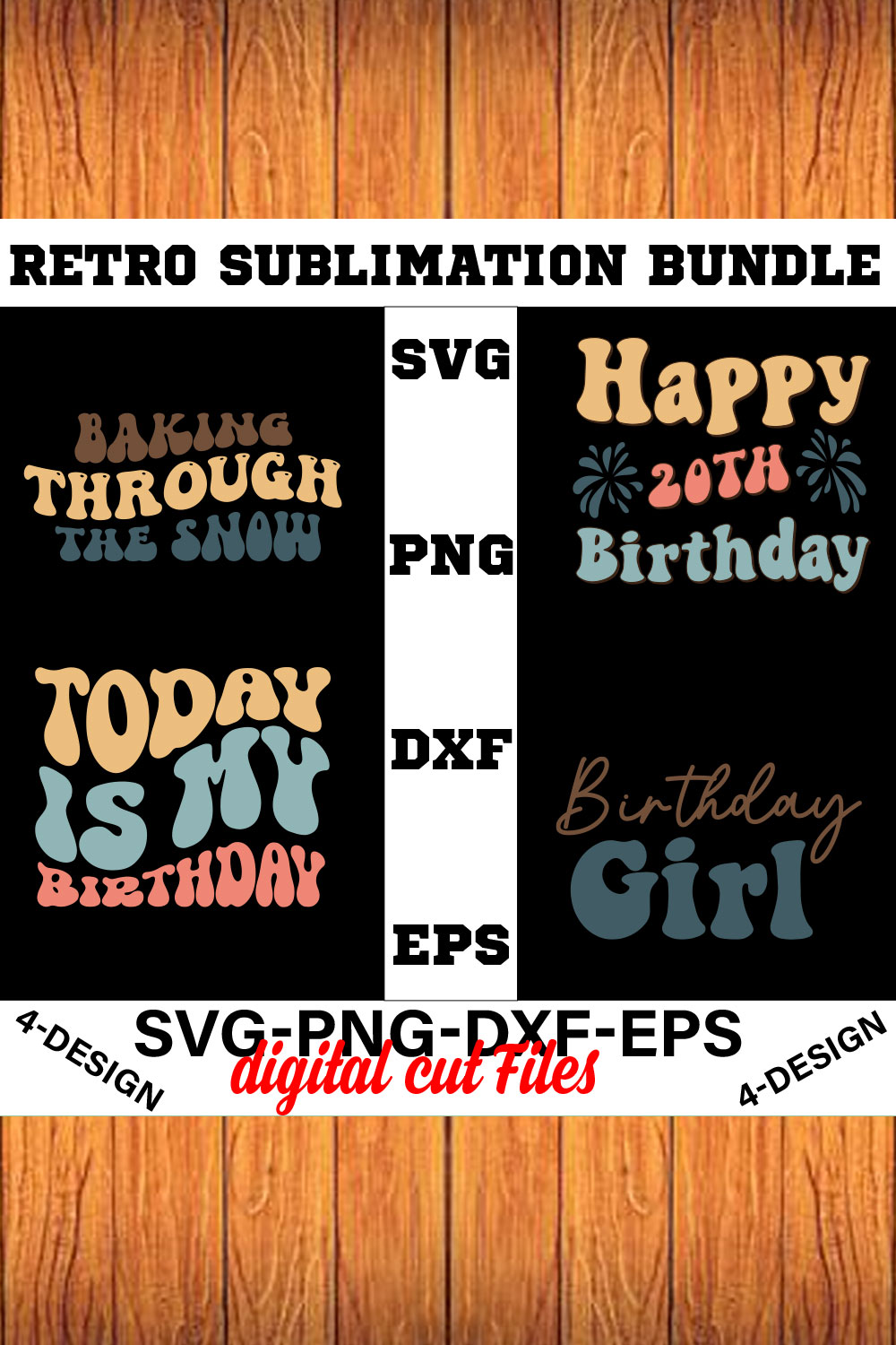 Retro Sublimation Bundle Vol-01 pinterest preview image.