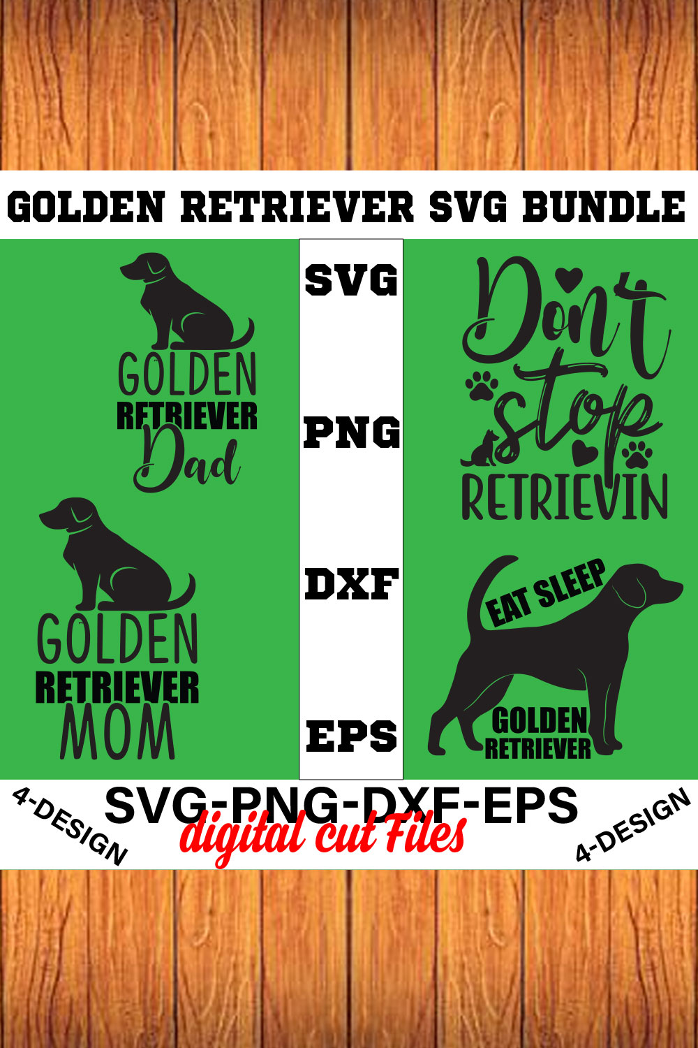 Golden Retriever SVG Bundle Vol-02 pinterest preview image.