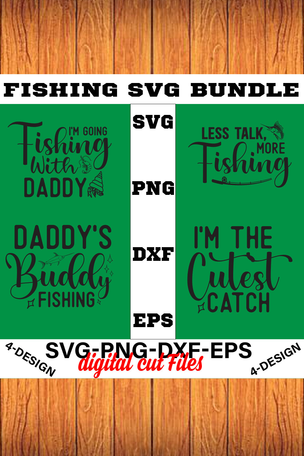 Fishing Design Bundle PNG ONLY, SVG bundle, Fishing svg, Fishing life Volume-03 pinterest preview image.