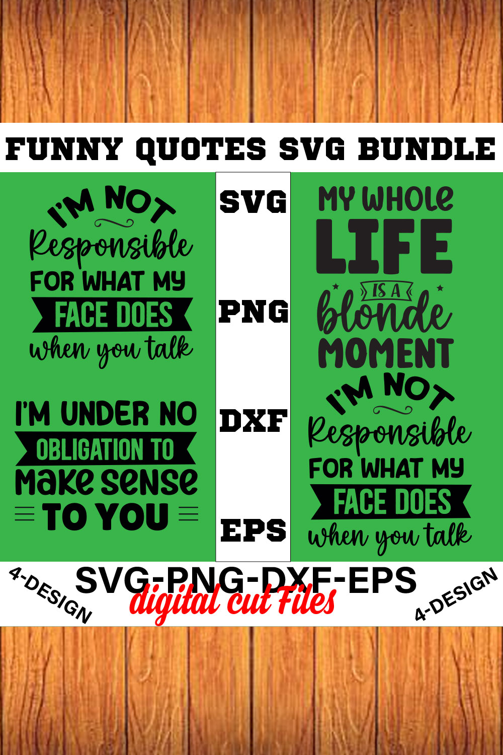 Funny Quotes SVG Bundle Vol-02 pinterest preview image.