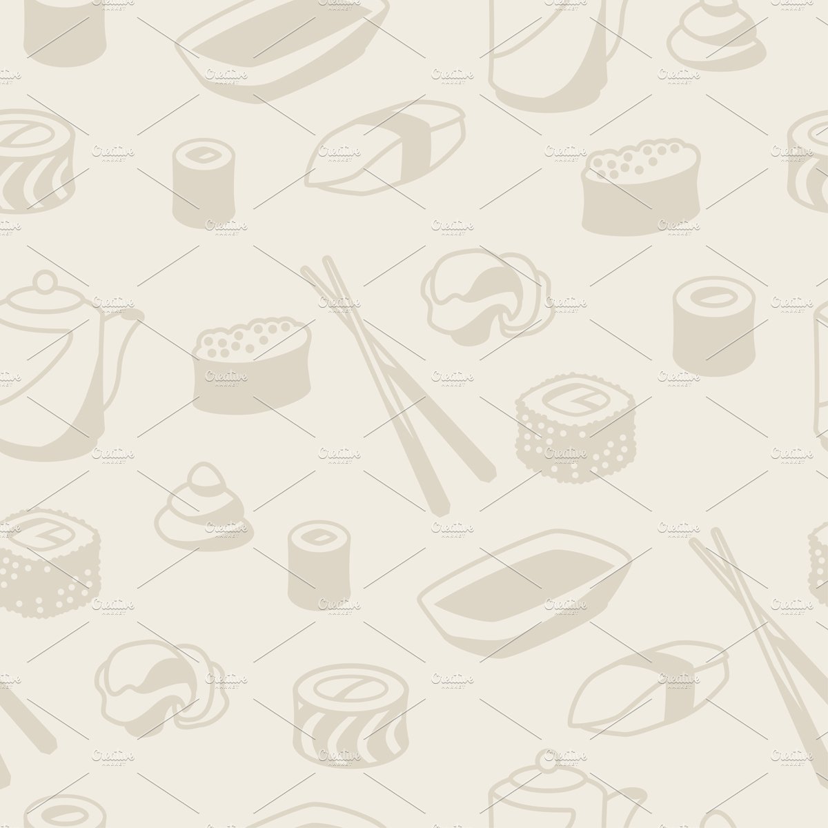 Seamless patterns with sushi. preview image.
