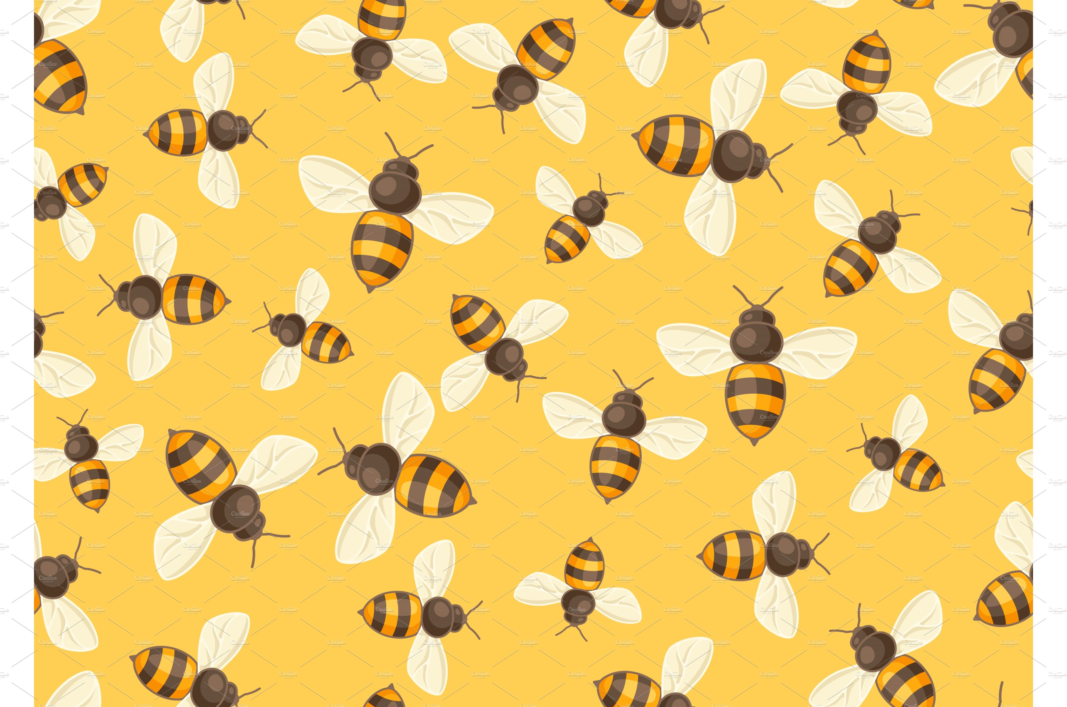 Seamless pattern of honey bees cover image.
